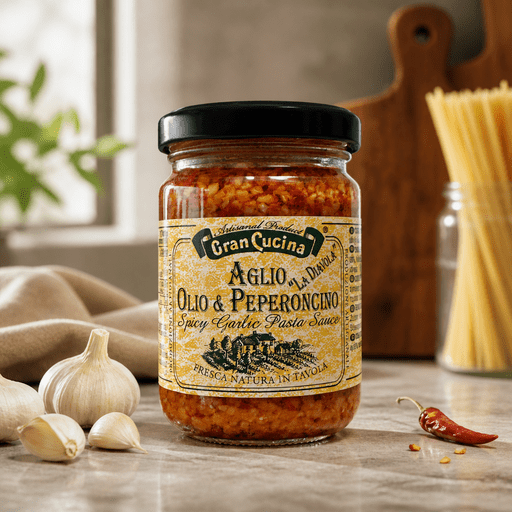 Gran Cucina – Aglio, Olio & Peperoncino, cesnakové pesto s chilli a olivovým olejom 130g Taliansko