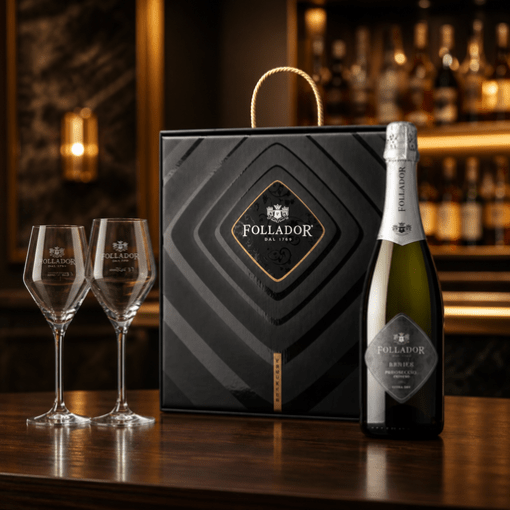 Prosecco Follador 0,75L brut darčekové balenie s pohármi Taliansko