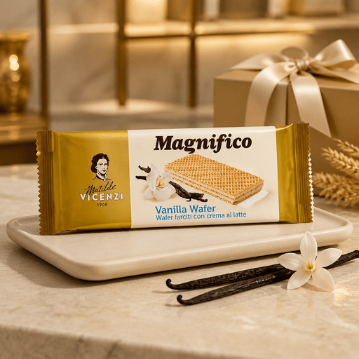 Matilde Vicenzi Magnifico Vanilla – chrumkavá oblátka s vanilkovým mliečnym krémom 25g Taliansko