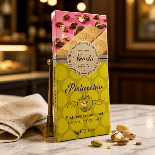 Venchi Pistacchio – exkluzívna pistáciová čokoláda s celými pistáciami 95g Taliansko