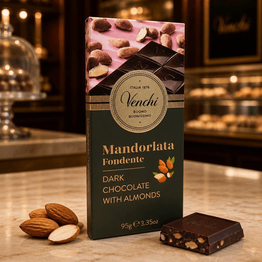 Venchi Mandorlata Fondente – horká čokoláda s mandľami 95g Taliansko