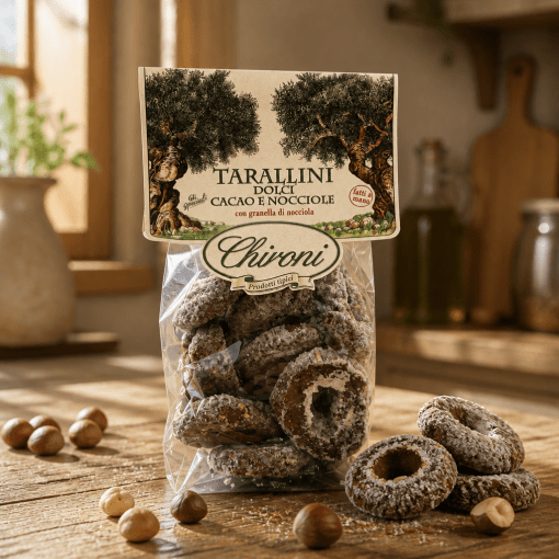 Chironi Tarallini Dolci Cacao e Nocciole – sladké kakaové tarallini s lieskovými orechmi 150g Taliansko