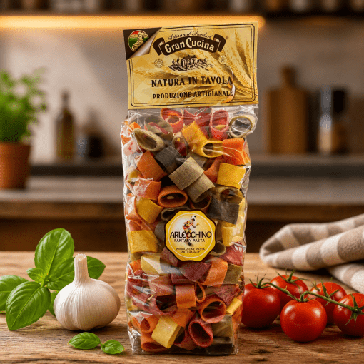 Gran Cucina – Calamarata Arlecchino s atramentom zo sépie, farebné cestoviny 500g Taliansko