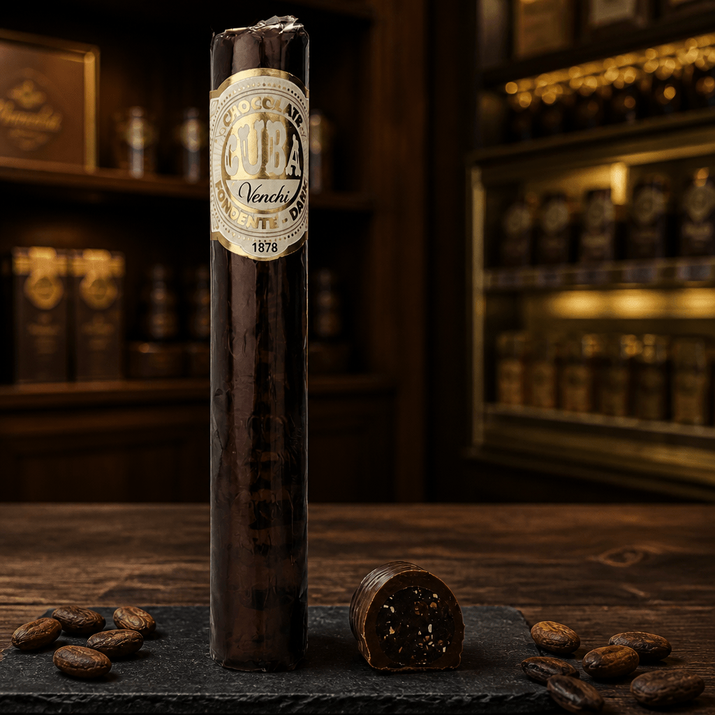 VENCHI CHOCOLATE CUBA FONDENTE – horká čokoládová cigara s kakaovou náplňou 100g Taliansko