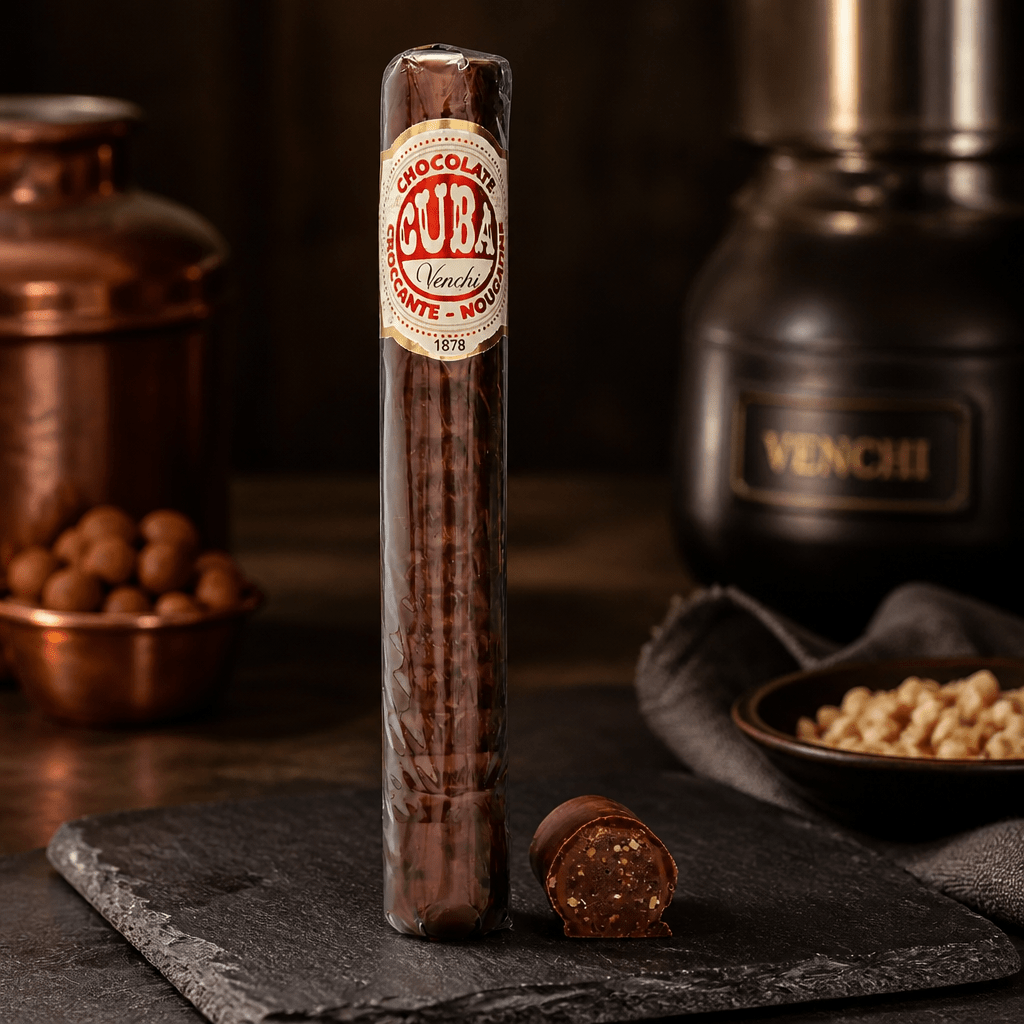 VENCHI CHOCOLATE CUBA NOUGATINE – čokoládová cigara s karamelovou náplňou 100g Taliansko
